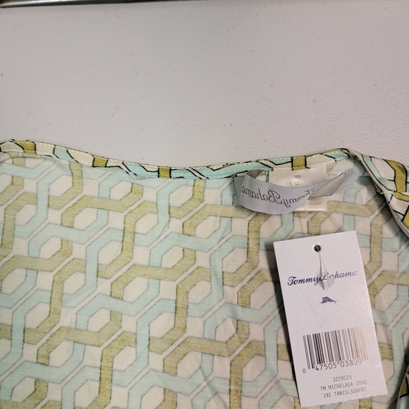 Tommy Bahama 100% Silk Dress Green Pattern Front Knot Women's Size XS - Picture 4 of 6